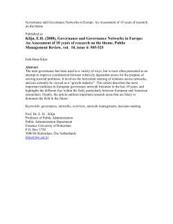 Governance and Governance Networks in Europe: An