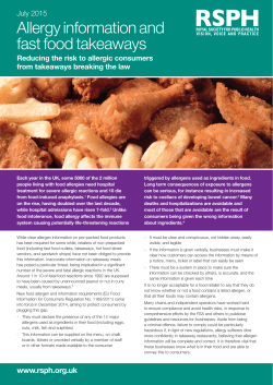 Allergy information and fast food takeaways