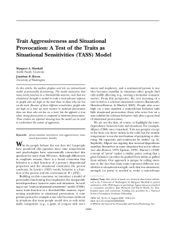 A Test of the Traits as Situational Sensitivities