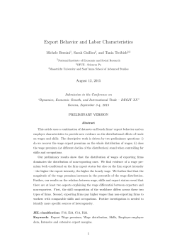 Export Behavior and Labor Characteristics