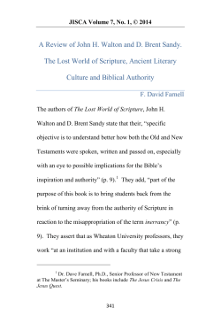 A Review of John H. Walton and D. Brent Sandy. The Lost World of