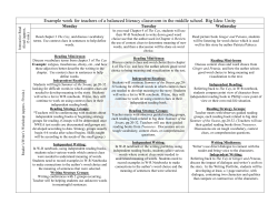 Example week for teachers of a balanced literacy