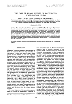 THE FATE OF HEAVY METALS IN WASTEWATER STABILIZATION