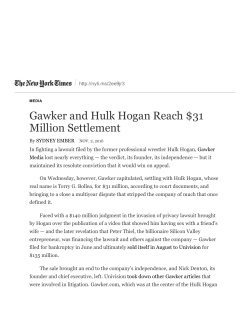 Gawker and Hulk Hogan Reach $31 Million Settlement