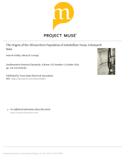 The Origins of the African-Born Population of Antebellum Texas: A