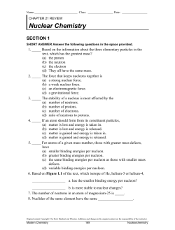 Nuclear Chemistry - Manasquan Public Schools
