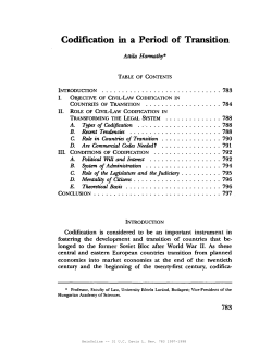 Codification in a Period of Transition