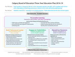 Calgary Board of Education Three-Year Education Plan 2016-19