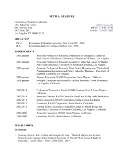 seth a. seabury - USC Schaeffer Center for Health Policy and