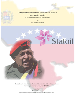 Corporate governance of Scandinavian MNE`s in Emerging Markets