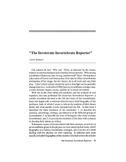 "The Inveterate Invertebrate Reporter"