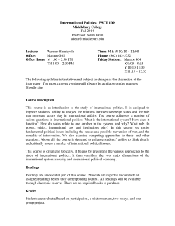 International Politics - Middlebury College: Community Home Page