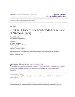 The Legal Production of Race in American Slavery