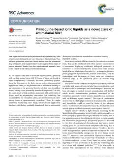 Primaquine-based ionic liquids as a novel class of antimalarial hits