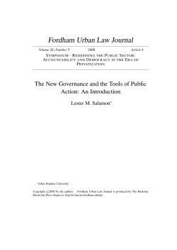 The New Governance and the Tools of Public Action: An