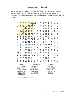 Dewey Word Search L R F Y Y W M L F C V R R Y M J I S I O H