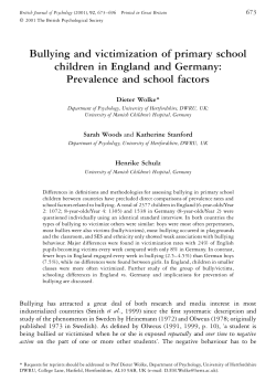 Bullying and victimization of primary school children in England and