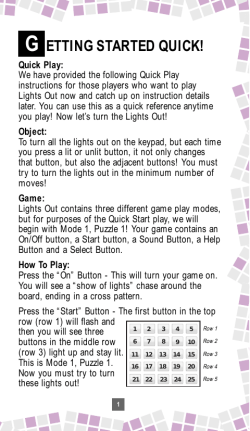 Lights Out Instructions