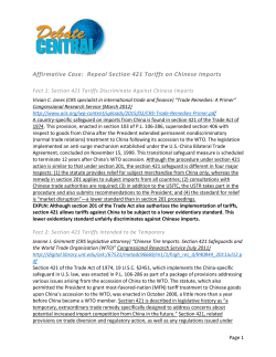 AFF-Repeal Section 421 Tariffs