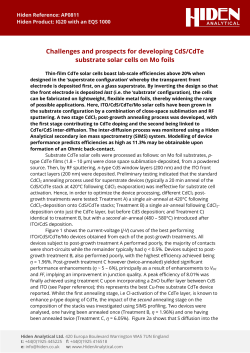 AP0811 &ndash; Challenges and prospects for developing CdS/CdTe