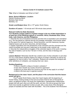 1 Ahimsa Center K-12 Institute Lesson Plan Title: What Is Civilization