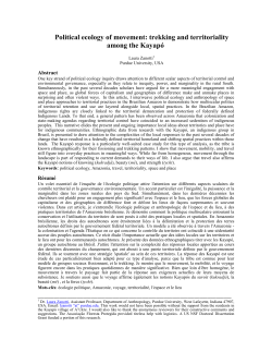 Political ecology of movement - Journal of Political Ecology