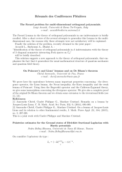 Résumés des Conférences Pléni`eres