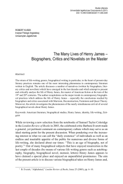 The Many Lives of Henry James &ndash; Biographers, Critics and Novelists