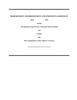 DISBURSEMENT, REIMBURSEMENT AND INDEMNITYAGREEMENT