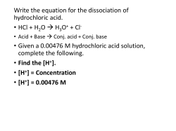 Given a 0.00476 M hydrochloric a