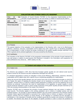 Evaluation of Council Directive 79/7/EEC on the progressive