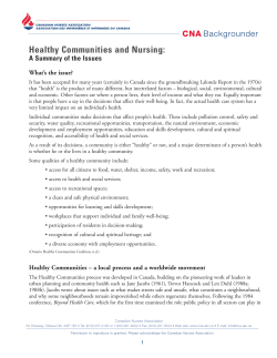 CNA Backgrounder - Healthy Communities and Nursing: A