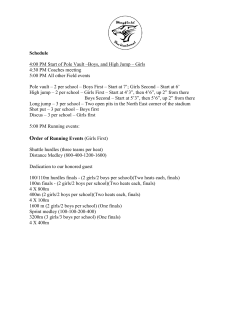 Schedule 4:00 PM Start of Pole Vault –Boys, and High Jump – Girls