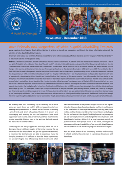 Dear Friends and supporters of Utho Ngathi Disability Projects