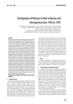 Participation of Women in War in Bosnia and