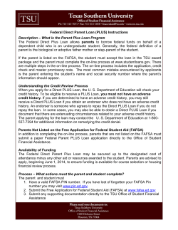 Federal Direct Parent Loan (PLUS) Instructions Description &ndash; What