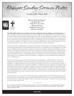 Refugee Sunday Sermon Notes - Lutheran Immigration and