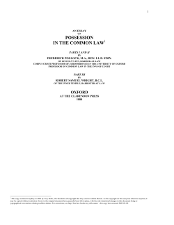 possession in the common law