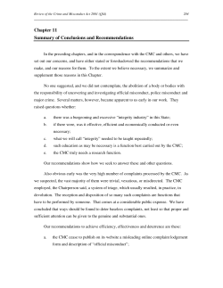 Summary of conclusions and recommendations