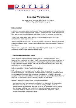 Defective Work Claims - Mosaic Project S