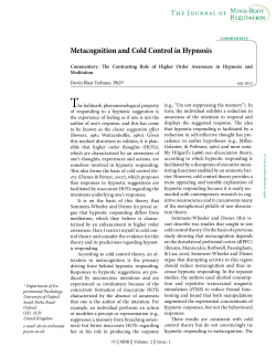 Metacognition and Cold Control in Hypnosis