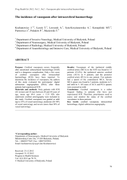The incidence of vasospasm after intracerebral haemorrhage