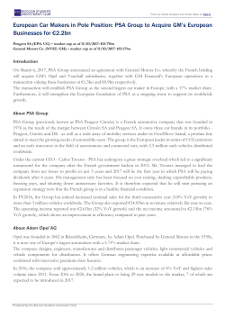 European Car Makers in Pole Position: PSA Group to Acquire GM`s