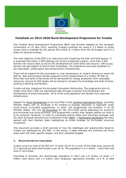 Factsheet on 2014-2020 Rural Development Programme for Croatia