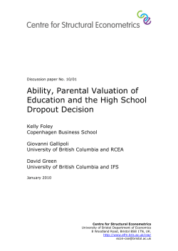 Ability, Parental Valuation of Education and the High School