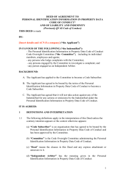 PIIPD_Code Subscriber Deed of Indemnity