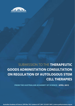 Submission to the TGA consultation on regulation of stem cell