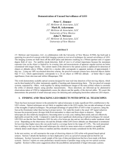 Demonstration of Uncued Surveillance of LEO Peter C. Zimmer J.T.