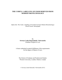 The Codex: Labelling of Food Derived from Modern Biotechnology