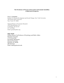 1 The Persistence of Poverty in the Context of Economic Instability: A